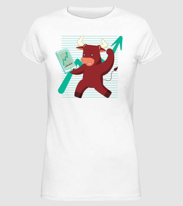 Taur Bursa de valori model alb pe tricou