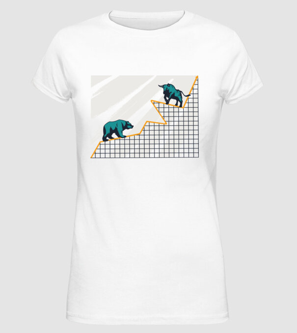 Bursa de Valori Taur vs Urs model alb pe tricou