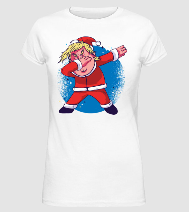 Trump Moș Crăciun dans DAB model alb pe tricou