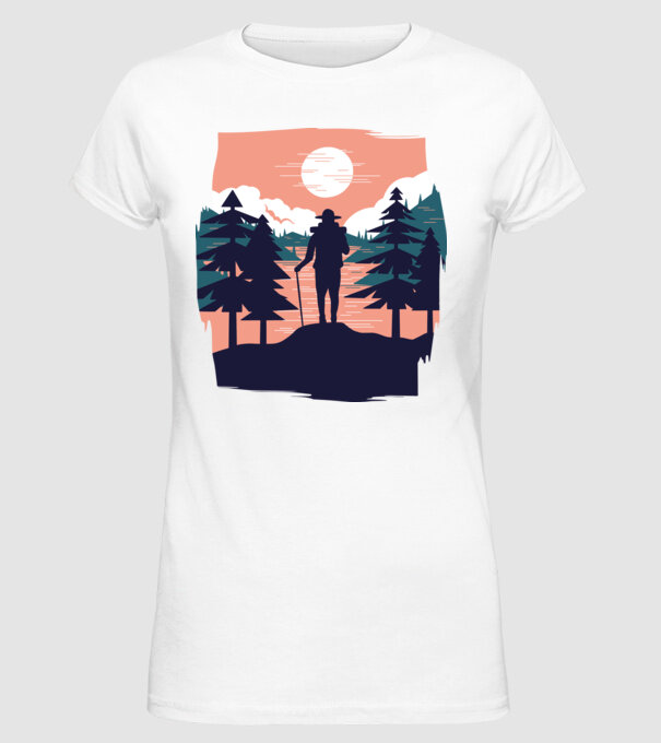 Drumeție model alb pe tricou