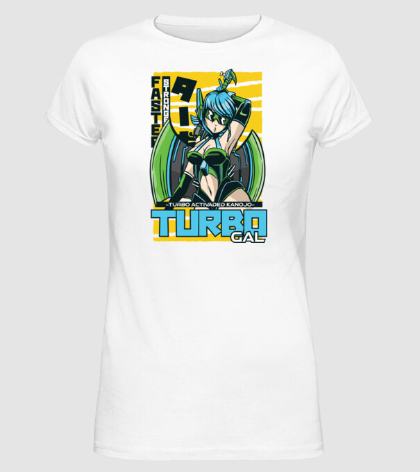 Turbo Gal Anime model alb pe tricou