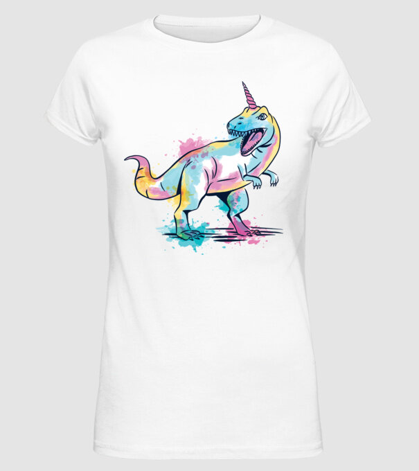 Unicornsaurus - Dinozaur Unicorn model alb pe tricou