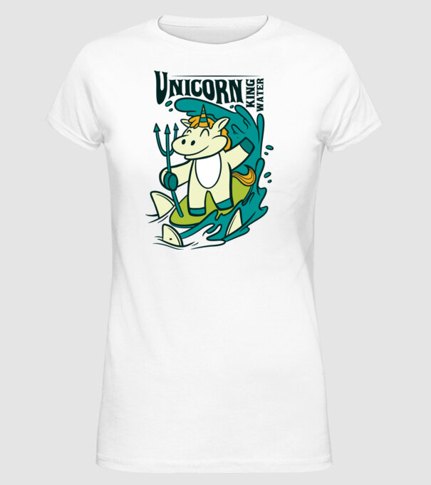 Unicorn regele apelor model alb pe tricou