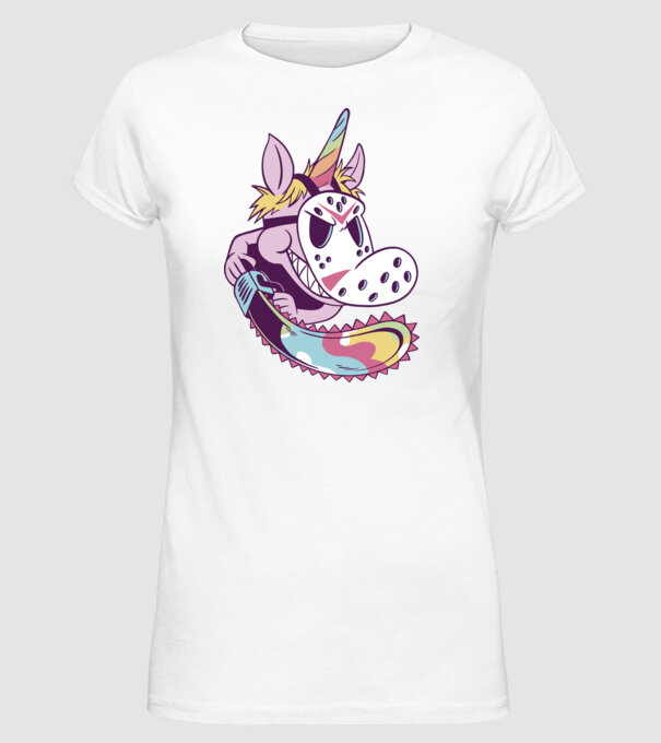 Unicorn Mască Jason Halloween model alb pe tricou