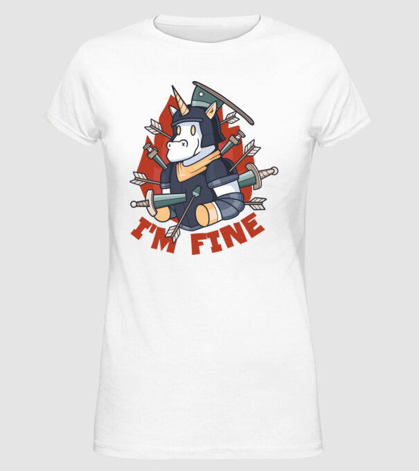 Cavaler Unicorn model alb pe tricou