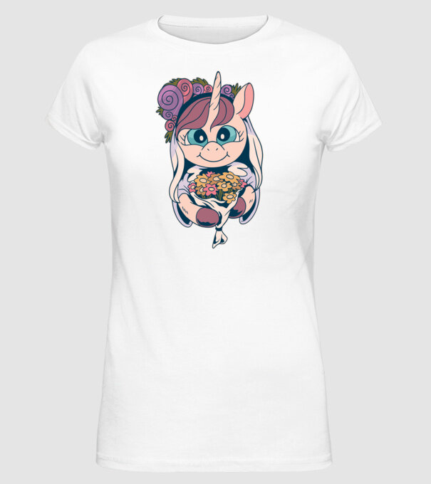 Unicorn Mireasă model alb pe tricou