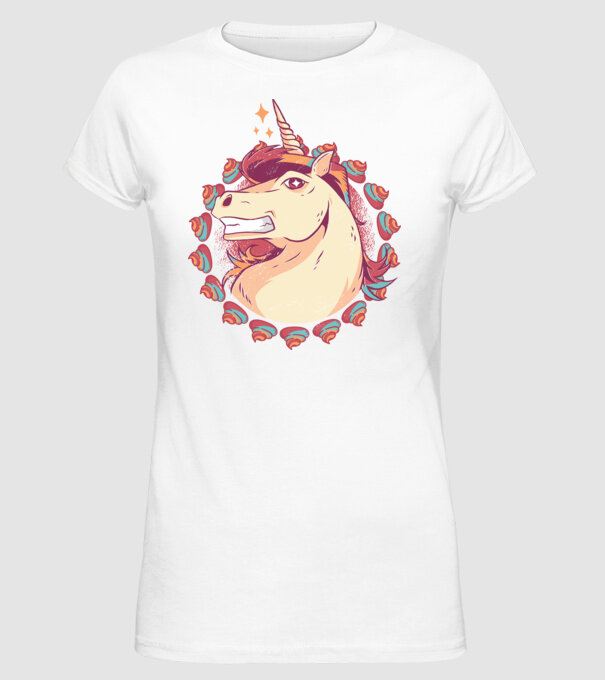 Unicorn Mullet model alb pe tricou