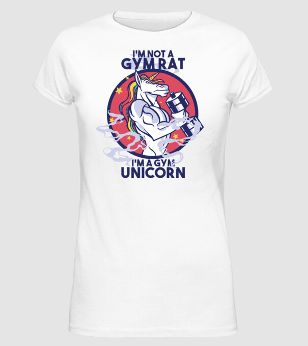 Unicorn antrenament cu haltere model alb pe tricou