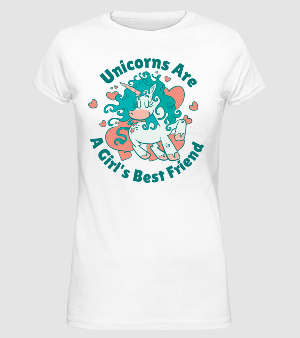Unicornii sunt cei mai buni prieteni ai fetelor model alb pe tricou