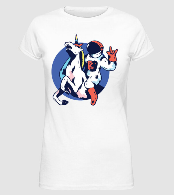Unicorn Astronaut model alb pe tricou