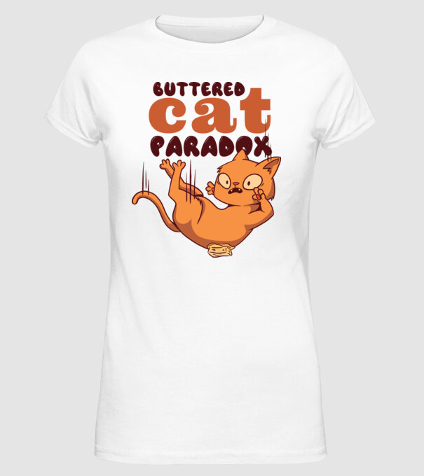 Paradox pisică cu unt model alb pe tricou