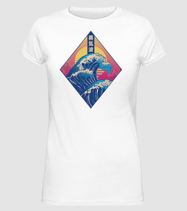 Vaporwave Val model alb pe tricou