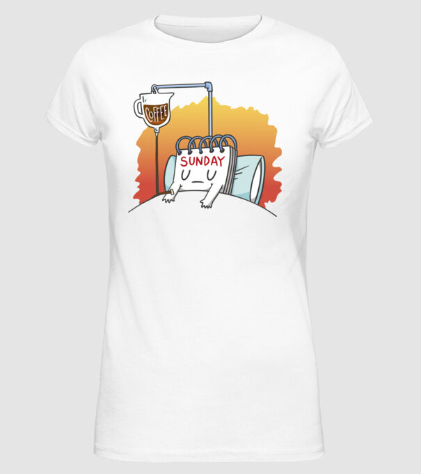 Oboseala de duminică model alb pe tricou