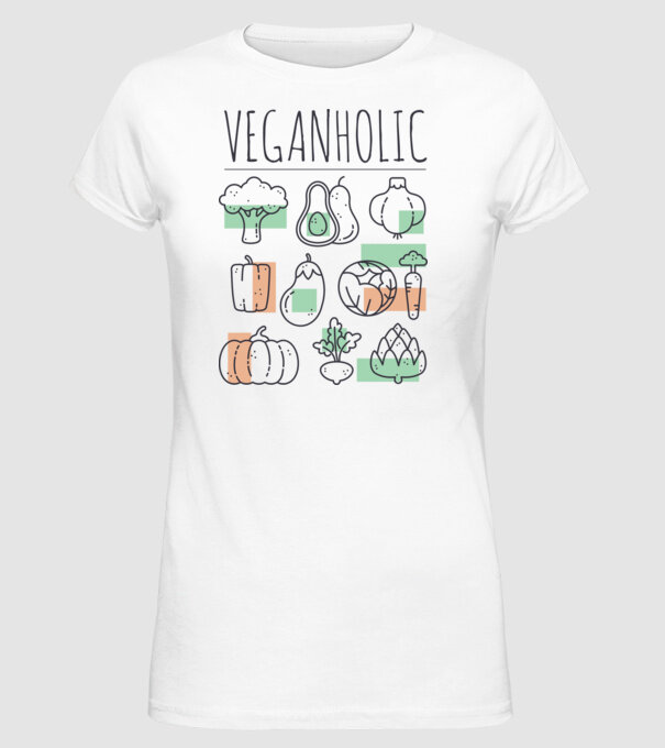 Veganholic model alb pe tricou