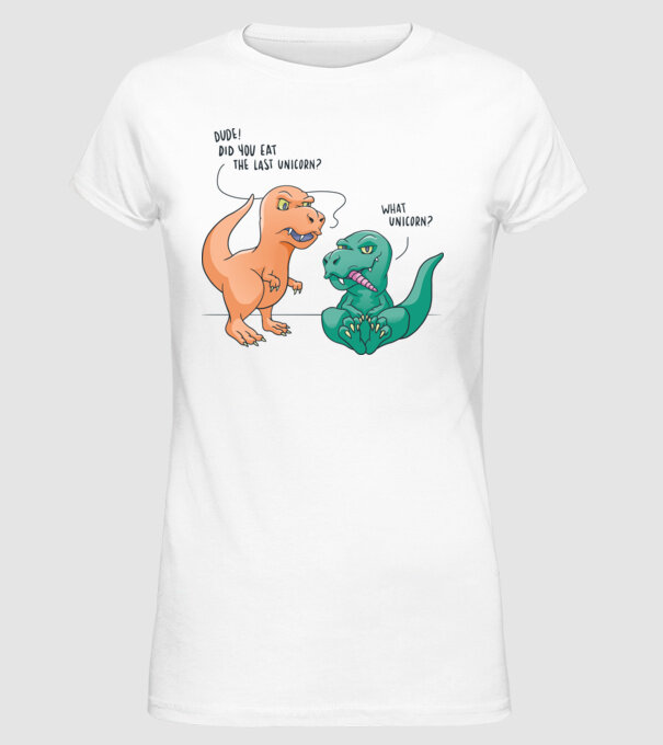 Tricou cu Dinozaur amuzant model alb pe tricou