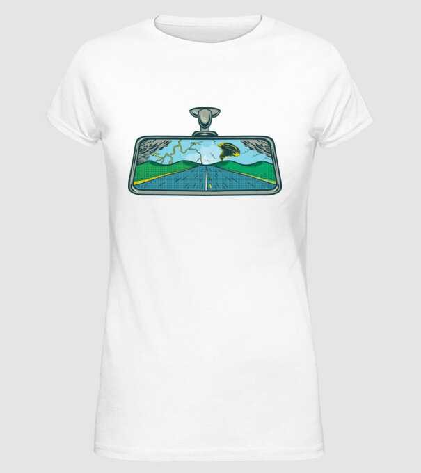 Oglindă retrovizoare model alb pe tricou