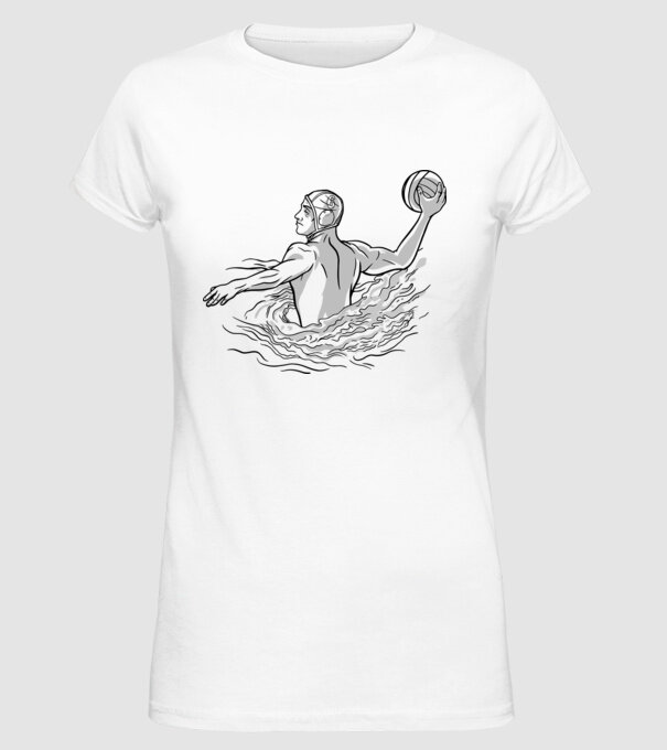 Jucător polo pe apă model alb pe tricou
