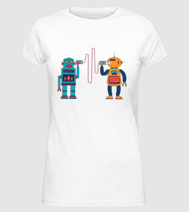 Walkie Talkie Robot model alb pe tricou