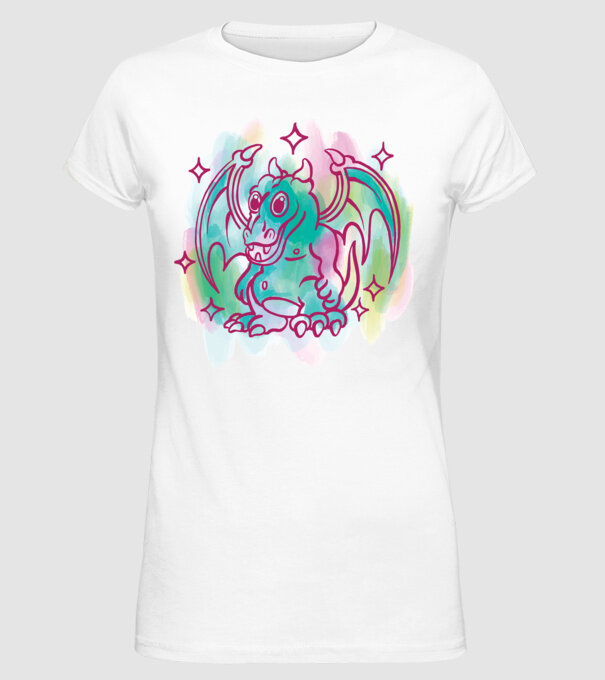 Acuarelă Dragon model alb pe tricou