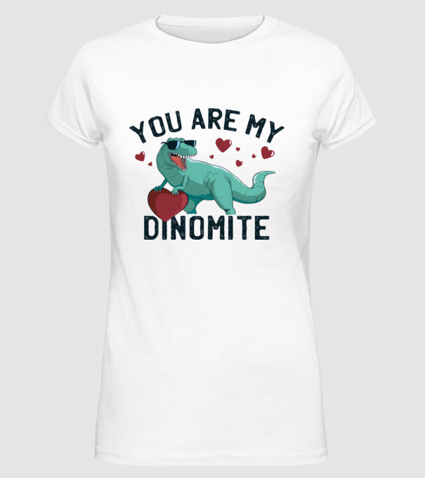 You are my Dinomite tricou cu dinozaur și inimă model alb pe tricou