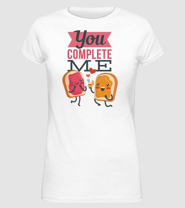 'You Complete Me Tricou drăguț pentru Valentine''s Day' model alb pe tricou