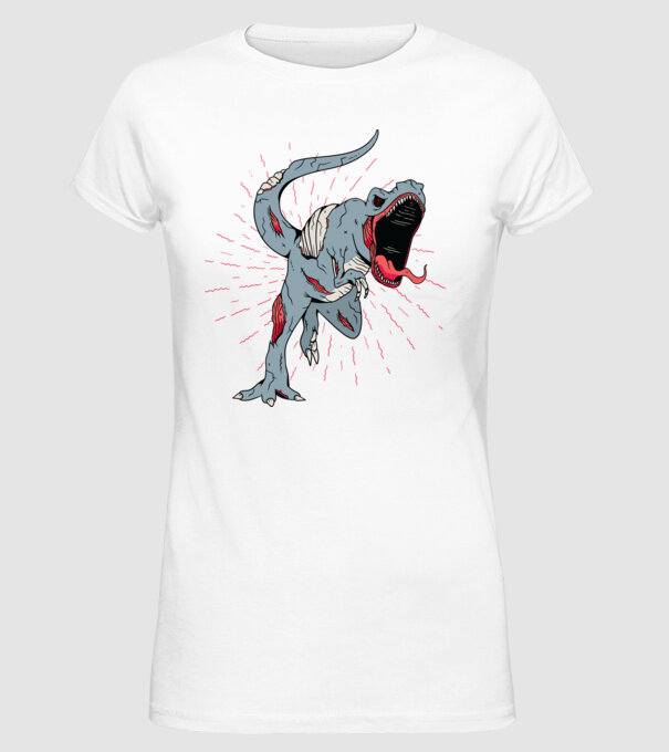 T-rex Zombie model alb pe tricou