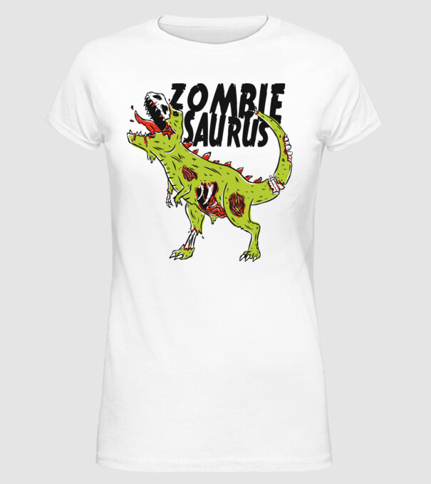 Zombiesaurus - Dinozaur Zombie model alb pe tricou
