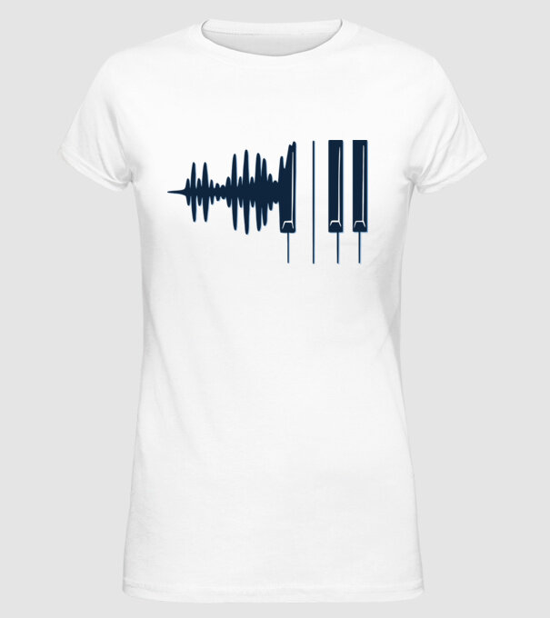 Clape de pian model alb pe tricou