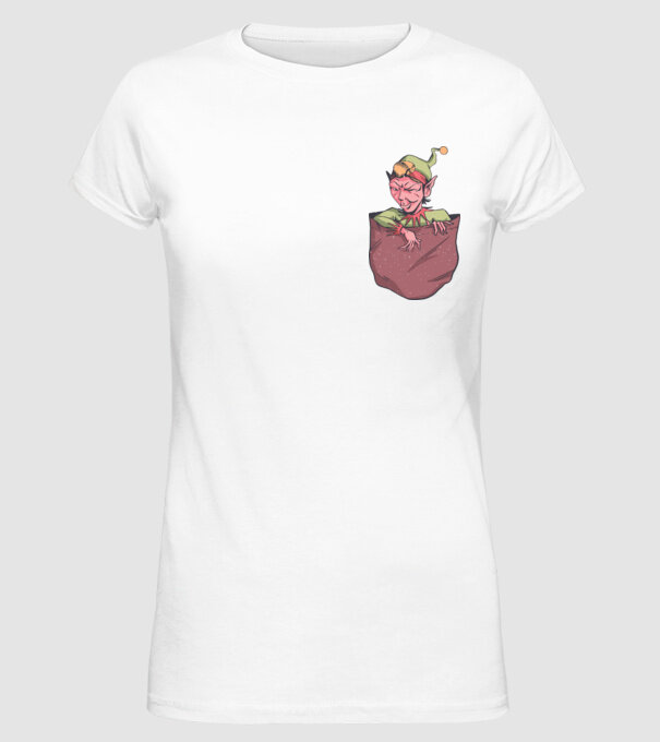 Elf de buzunar model alb pe tricou