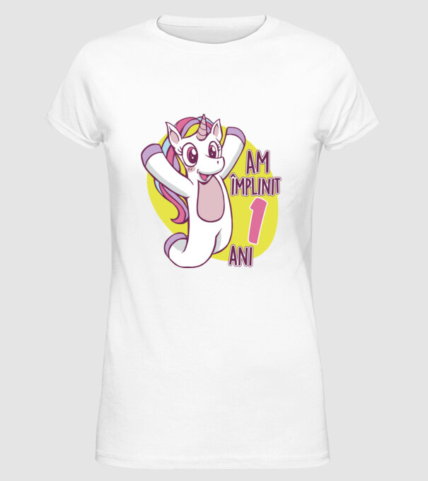 Am împlinit 1 an model alb pe tricou