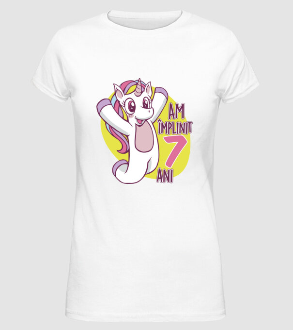 Am împlinit 7 ani model alb pe tricou