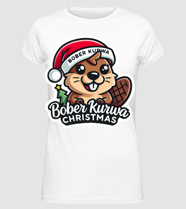 Bober Kurwa Christmas 1 model alb pe tricou