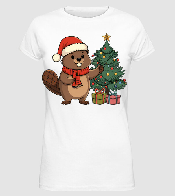 Bober Kurwa Christmas 2 model alb pe tricou