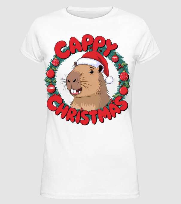 Cappy Christmas 1 model alb pe tricou