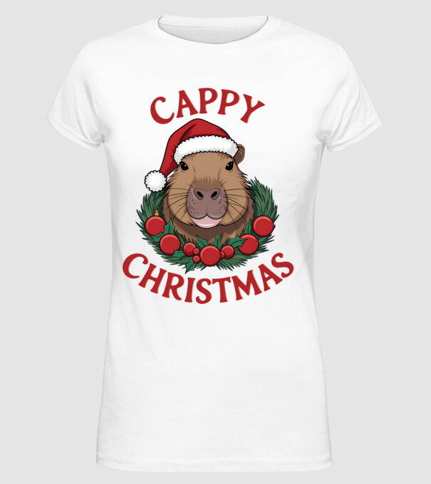 Cappy Christmas 2 model alb pe tricou