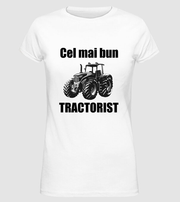Cel mai bun tractorist model alb pe tricou