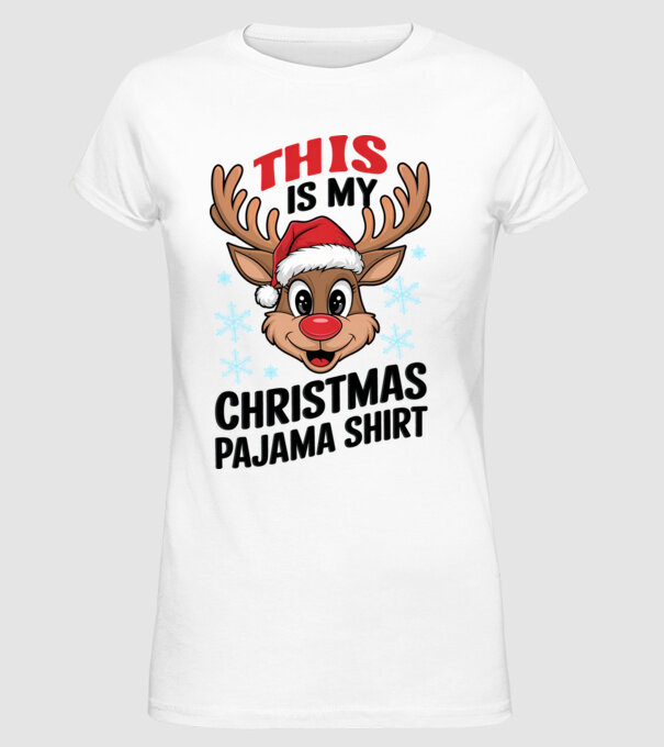 Christmas Pajama Reindeer Alb model alb pe tricou