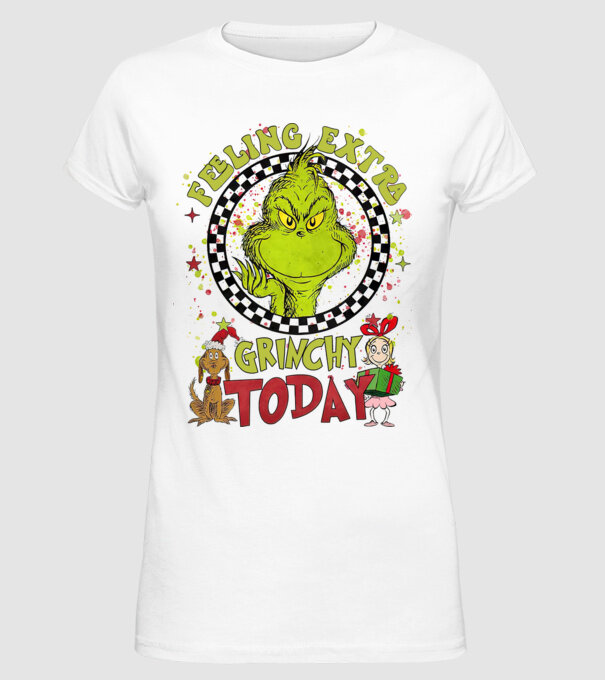 Feeling extra Grinchy today - Grinch model alb pe tricou