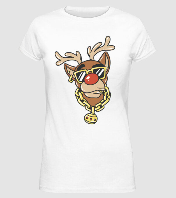 Gangster Reindeer model alb pe tricou
