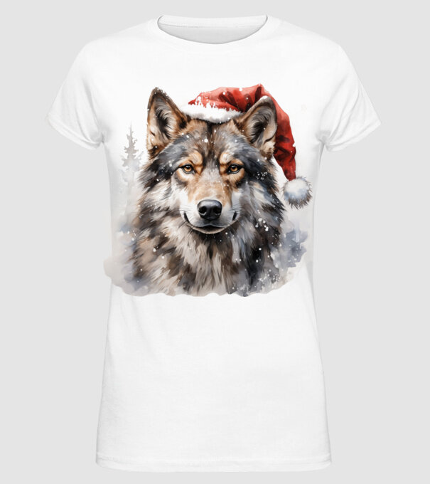Lupul de Crăciun Alb model alb pe tricou