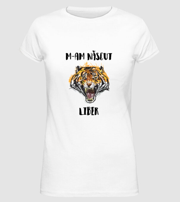 m-am născut liber model alb pe tricou