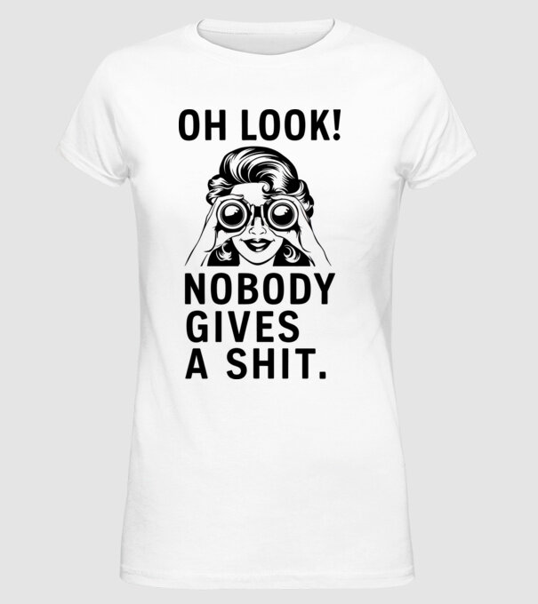 Nobody Gives a shit model alb pe tricou