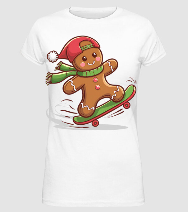 Patinator de turtă dulce model alb pe tricou