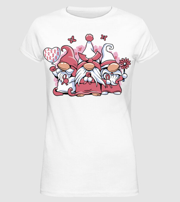 Pink christmas Gnomes model alb pe tricou