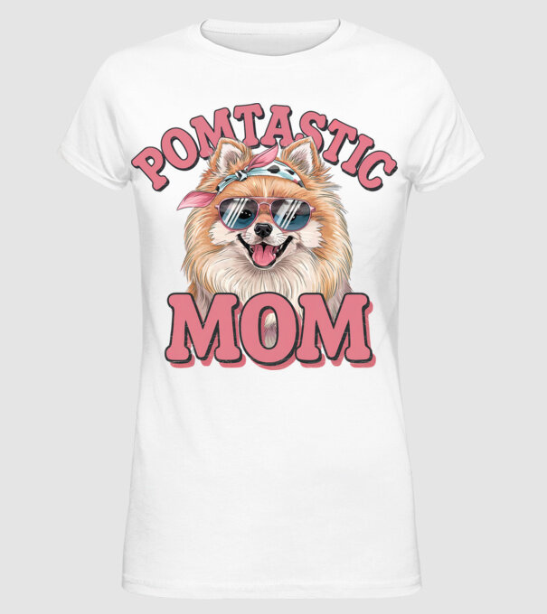 Pomtastic Mom model alb pe tricou