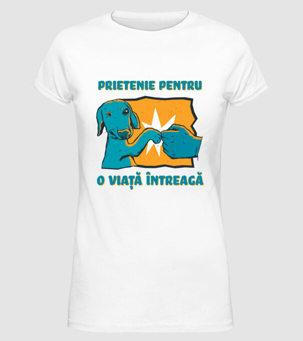 Prietenie pentru o viață întreagă model alb pe tricou