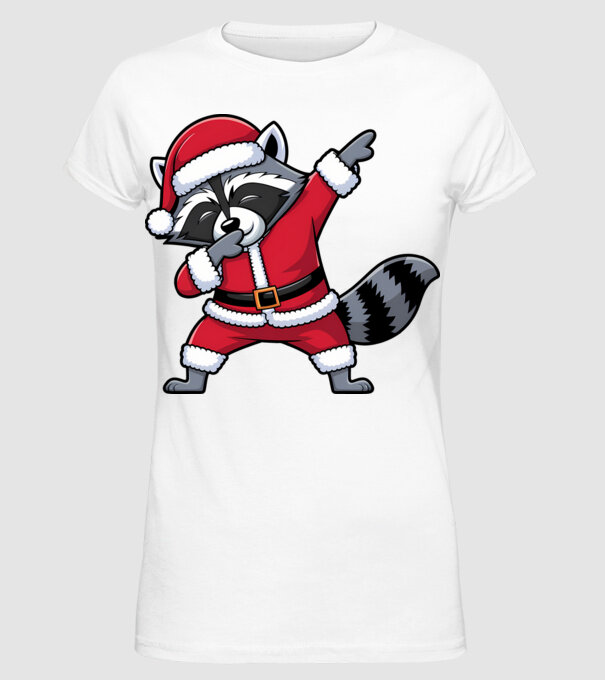 Raton Dab Xmas model alb pe tricou