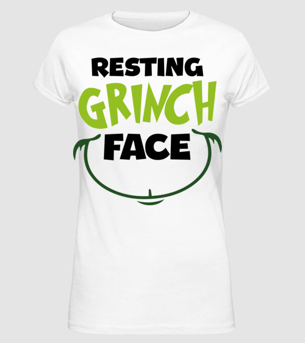 Resting Grinch face model alb pe tricou