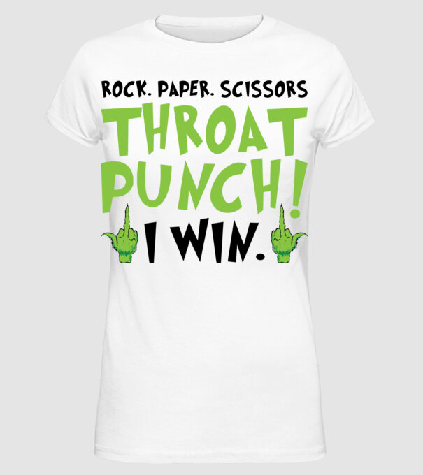 Rock paper scissors - Grinch model alb pe tricou
