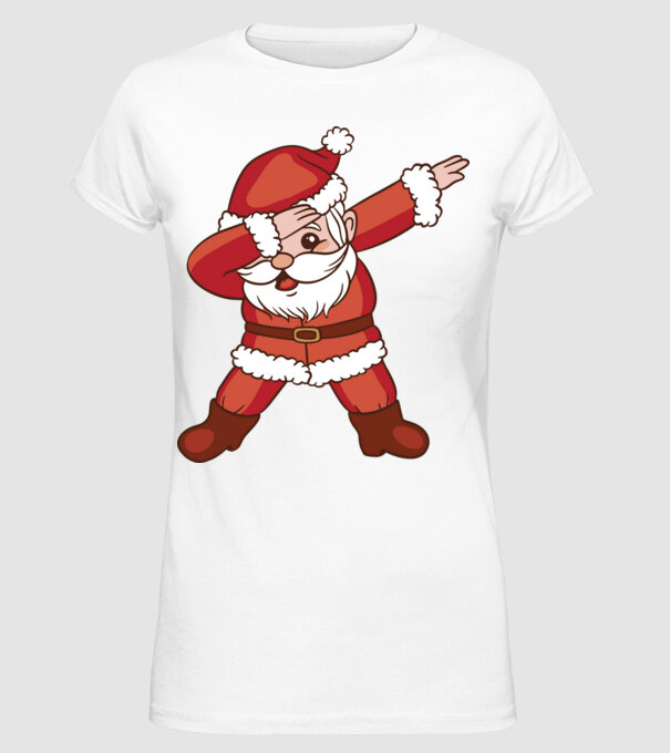 Santa Dab model alb pe tricou